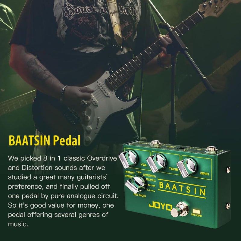 JOYO Pure Analog Overdrive & Distortion Multi Effect Pedal R Series 8 Classic OD/DS Sounds for Electric Guitar (Baatsin R-11) - Image 2